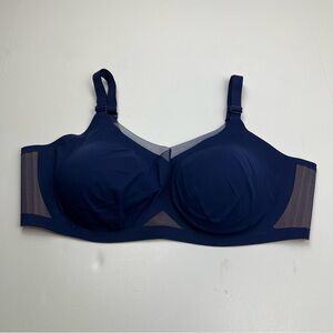 Honeylove‎ Navy Blue Crossover Liftwear Crossover Bra Womens Size 42C / D *FLAW